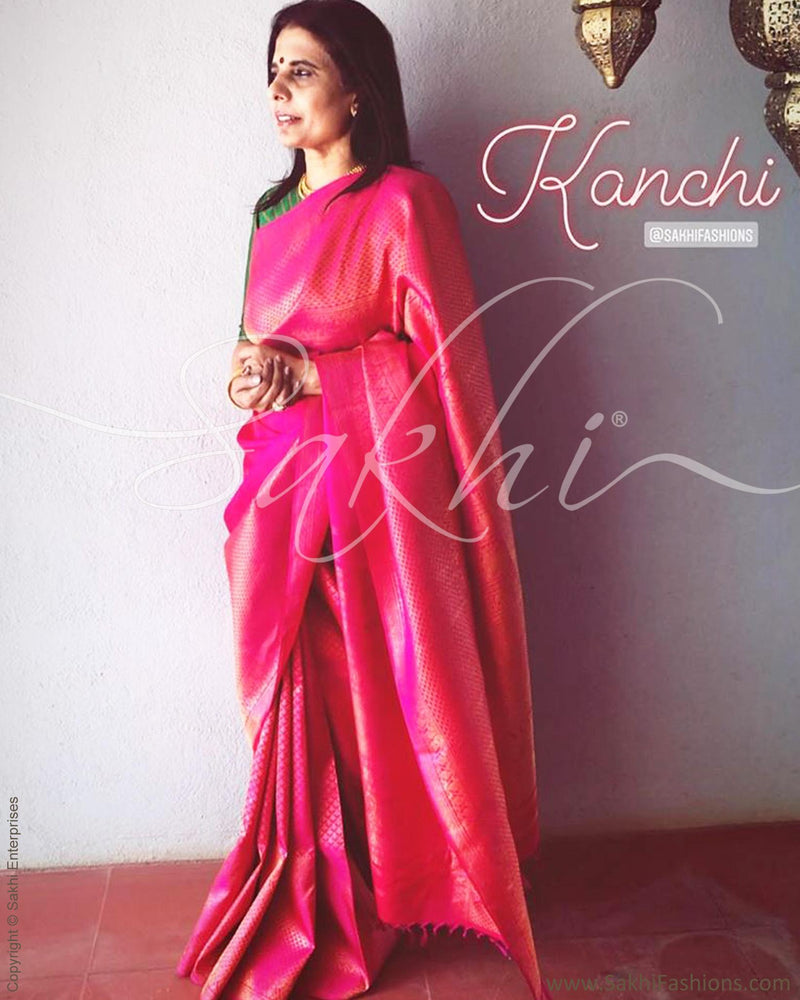 EE-R13653 - Pink &  Pure Kanchivaram Silk Saree