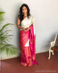 EE-R13701 - Beige & Pink Pure Kanchivaram Silk Saree
