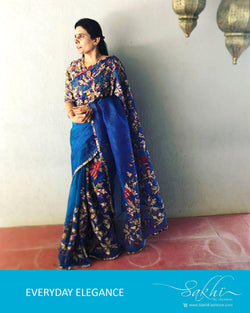 EE-R1377 Blue Organza Applique