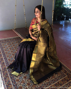 EE-R17356 - Black Kanchi silk saree