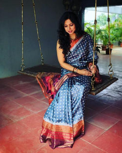 EE-R1868 Grey Tussar Saree