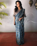 EE-R19710 - Blue & Multi Pure Tussar Silk Saree
