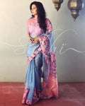 EE-R20598 Blue pink Organza sari