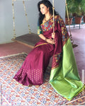 EE-R20897 - Maroon &  Pure Kanchi Silk Saree