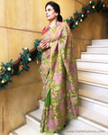 EE-R22597 Green Organza Sari