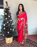 EE-R23436 - Red & Multi Pure Kanchivaram Silk Saree