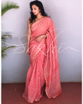 EE-R23707 - Peach &  Pure Chanderi Saree