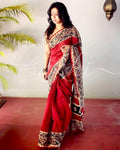 EE-R23744 - Maroon    &  Pure Chanderi Saree
