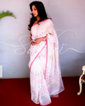 EE-R23780 White Organza sari