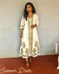 EE-R24348 - Cream &  Cotton Dress