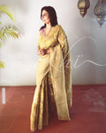 EE-R24446 - Beige pure Organza silk saree