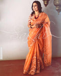 EE-R24675 - Rust  &  Pure Organza Silk Saree