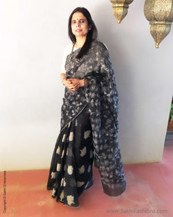 EE-R25236 - Black pure Organza silk saree