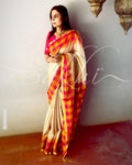 EE-R25624 - Beige pure Silk saree