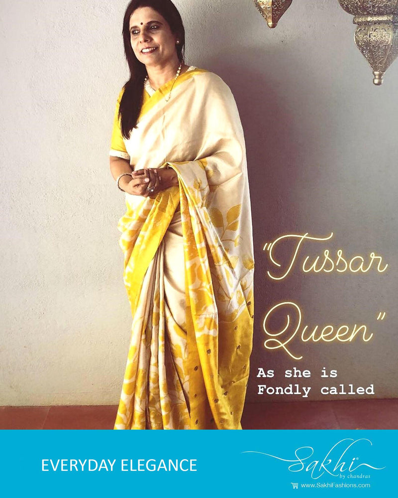 EE-R2579 Yellow Tussar Saree