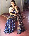 EE-R26071 - Blue pure Tussar silk saree
