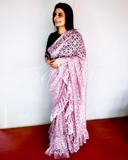 EE-R26244 - Lavender &  French Lace Saree