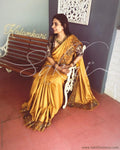 EE-R26564 Mustard Tussar Cuwtork sari