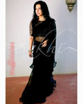 EE-R26703 Black Organza Ruffle sari