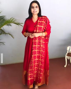 EE-R26704 - Red &  Pure Cotton Dress
