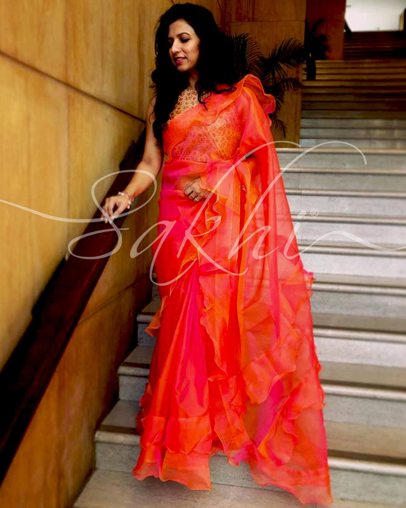 EE-R26909 Peach Organza Ruffle