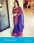 EE-R3060 - Blue & Maroon Pure Organza Silk Saree