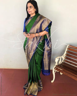 EE-R3658 - Green & Blue Kanchivaram  Saree