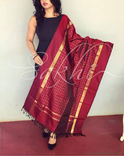 EE-R3666 Maroon Kanchi Silk Dupatta