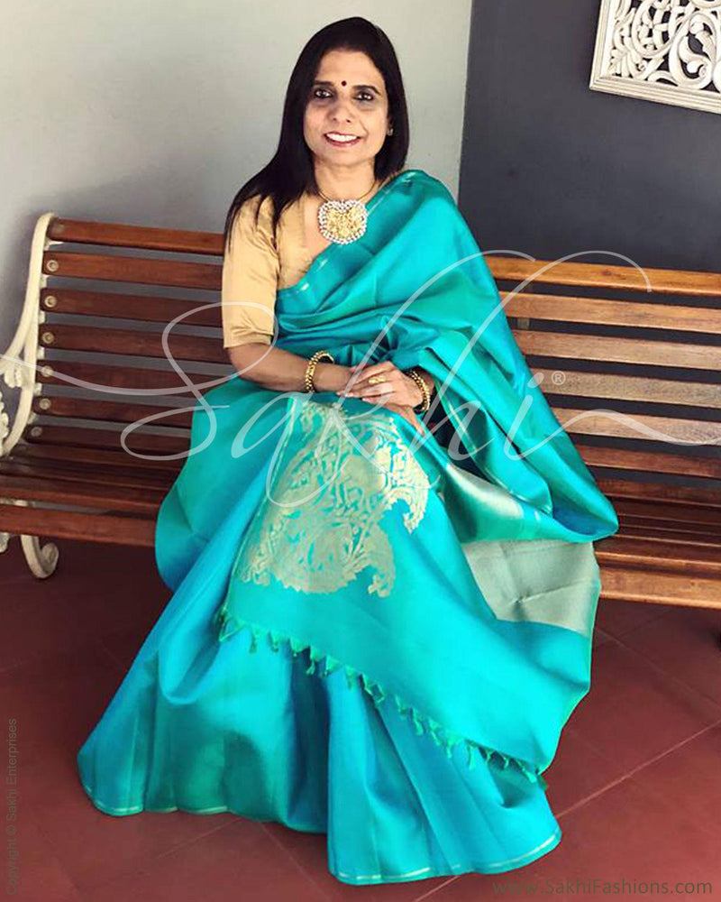 EE-R3729 Blue Pure Kanchi Saree