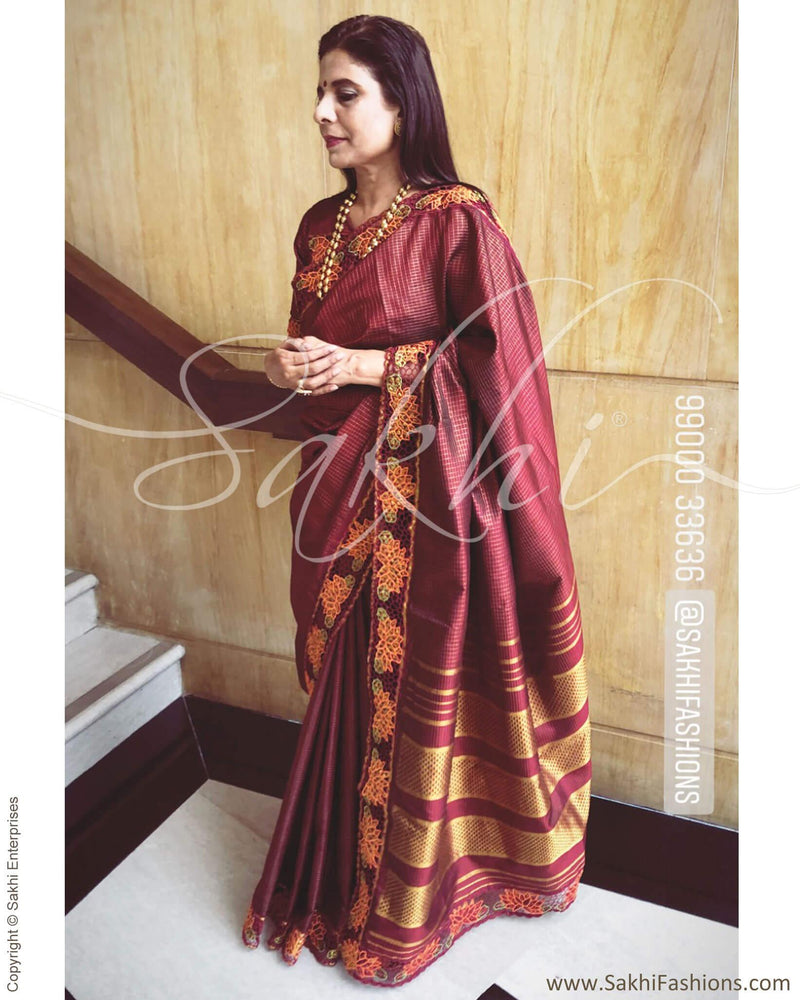 EE-R4459 - Maroon & gold pure Kanchivaram silk saree