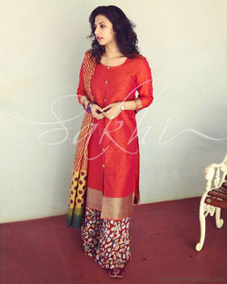 EE-R5312 - Orange & Gold Pure Cotton Top