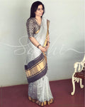 EE-R6180 Silver Silk Mangalgiri Sari