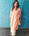 EE-R7860 - Peach  & White Linen Top