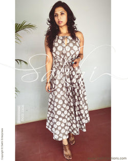 EE-R8667 - Grey &  Cotton Indowestern
