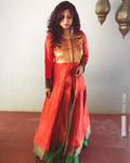 EE-S10188 - Orange &  Synthetic Silk Dress