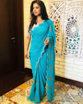 EE-S10195 - Blue Faux Georgette saree