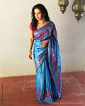 EE-S10838 Blue Tussar Cutwork