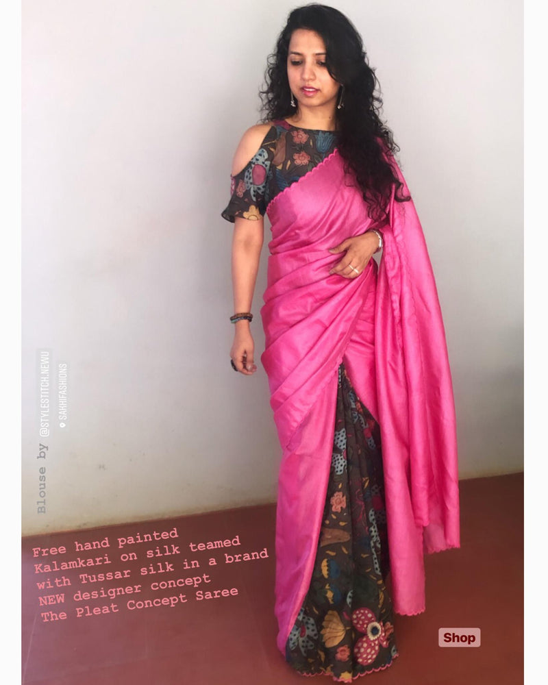EE-S10850 Kalamkari Tussar Sari