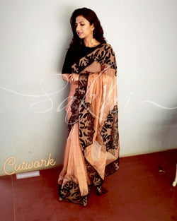 EE-S11045 - Rust & green pure Tissue Kota saree