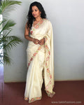EE-S11089 - Cream pure Silk saree