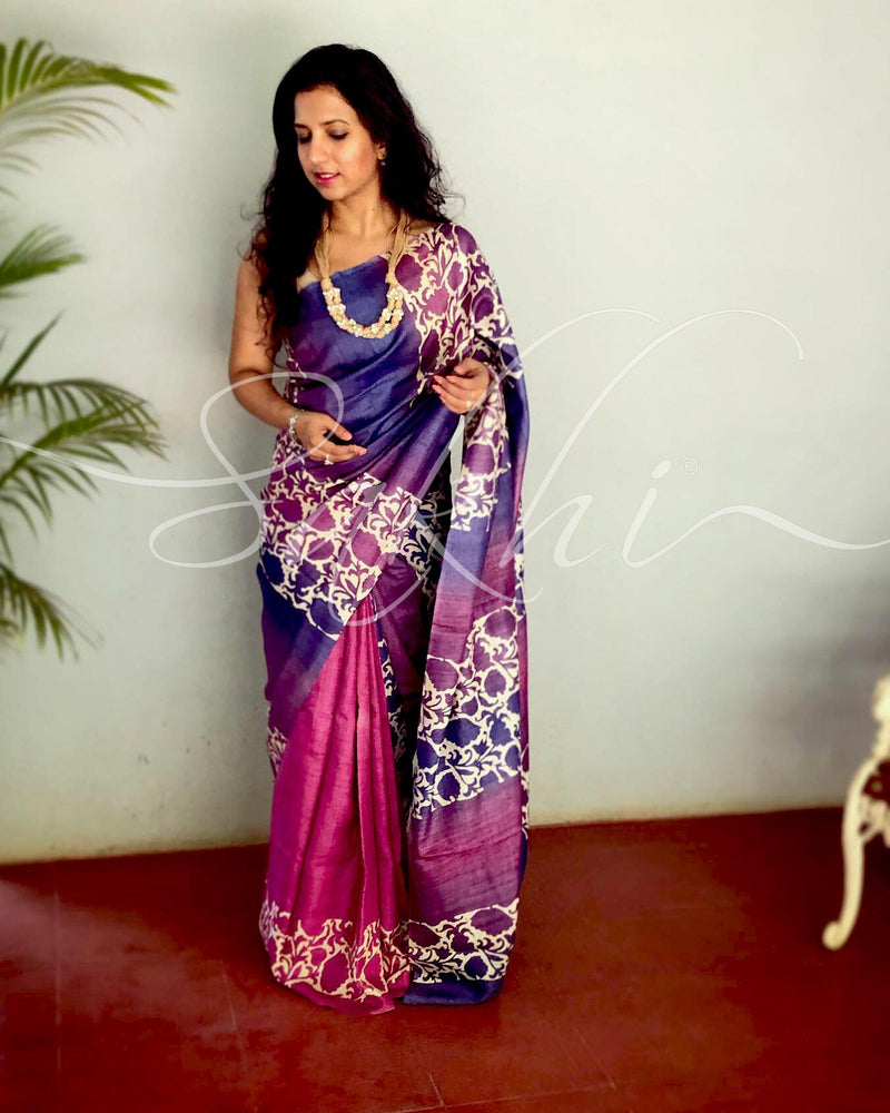 EE-S11171 Purple Tussar Saree