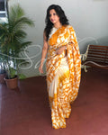 EE-S11436 - Mustard & Beige Pure Silk Saree