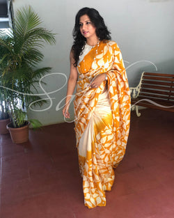EE-S11436 - Mustard & Beige Pure Silk Saree