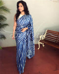 EE-S11440 - Blue &  Pure Silk Saree