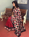 EE-S11446 - Red & multi pure silk saree