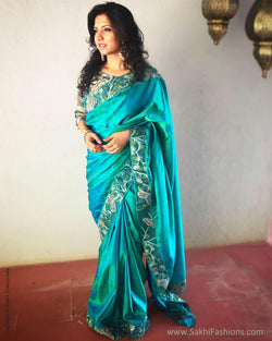 EE-S11495 Blue Kalam Kanchi sari