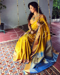 EE-S11613 - Mustard &  Pure Kanchivaram Silk Saree