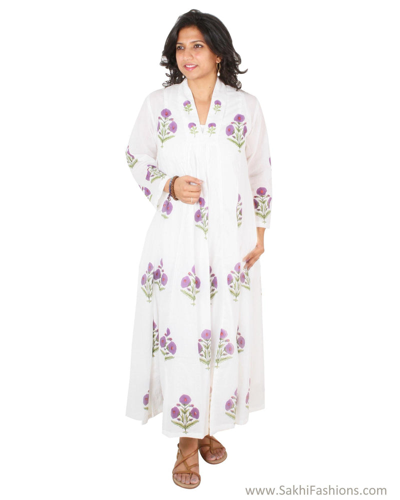 EE-S11930 - White & Purple Pure Cotton Top