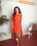 EE-S12104 - Orange &  Pure Cotton Dress