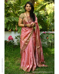 EE-S12137 Peach Tussar silk saree